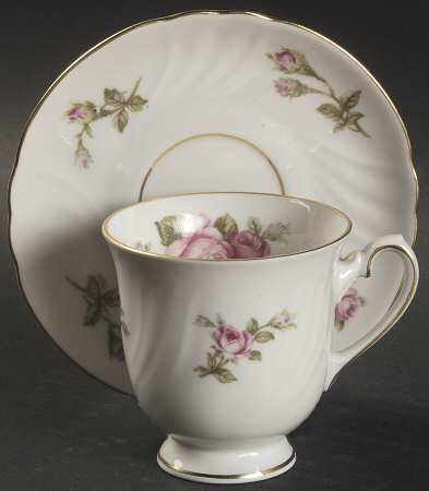 Rose of Picardy White Footed Demitasse Cup & Saucer Set
