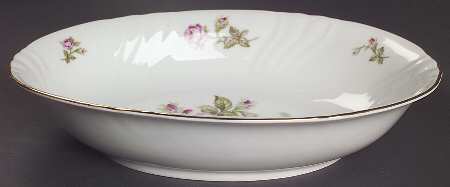 Rose of Picardy White 10" Oval Vegetable Bowl