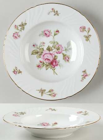 Rose of Picardy White Rim Soup Bowl