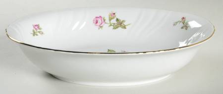 Rose of Picardy White 9" Oval Vegetable Bowl