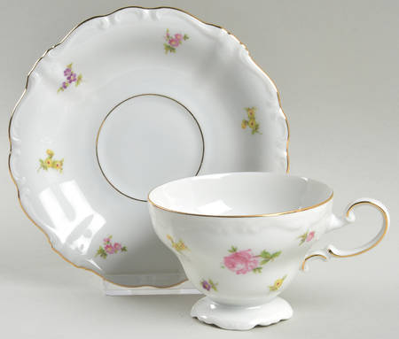 Rosebud Footed Cup & Saucer Set