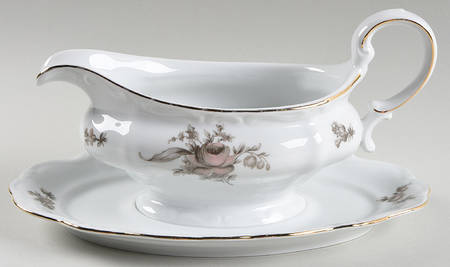 Sepia Rose Gravy Boat with Attached Underplate by Johann Haviland