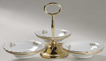 Sepia Rose 7" x 12" 3-Part Relish & Metal Stand (FR) HC