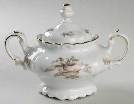Sepia Rose Sugar Bowl & Lid by Johann Haviland