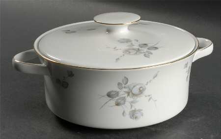 Silver Rose Round Covered Vegetable