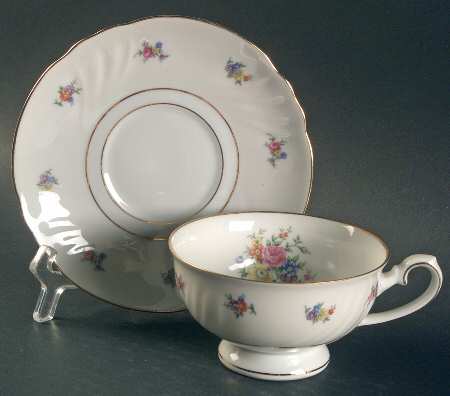 Summerflowers (Gold Verge) Footed Cup & Saucer Set