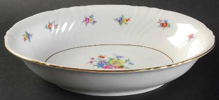 Summerflowers (Gold Verge) 10" Oval Vegetable Bowl
