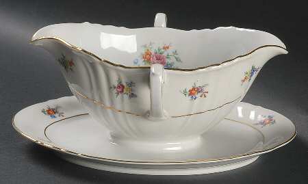 Summerflowers (Gold Verge) Gravy Boat with Attached Underplate