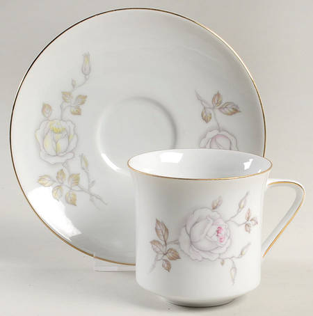 Sweetheart Rose Flat Cup & Saucer Set by Johann Haviland