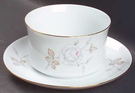 Sweetheart Rose Round Gravy Boat/Attached Underplate by Johann Haviland
