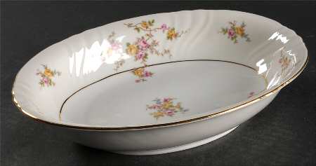 Thornrose Cream 10" Oval Vegetable Bowl