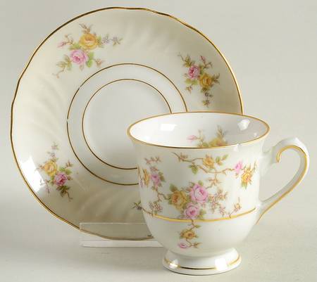 Thornrose Cream Footed Demitasse Cup & Saucer Set