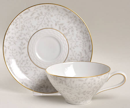 Gray Fern Flat Cup & Saucer Set