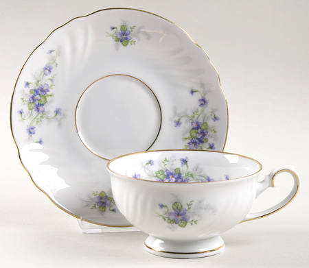 Violets (Older, No Gold Inner Range) Footed Cup & Saucer Set