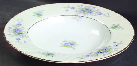 Violets(Newer, Gold Inner Ring, Cream Rim) Rim Soup Bowl