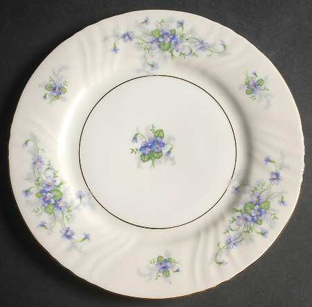 Violets(Newer, Gold Inner Ring, Cream Rim) Salad Plate