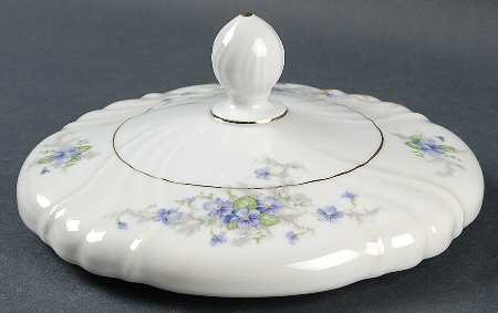 Violets(Newer, Gold Inner Ring, Cream Rim) Lid for Round Vegetable