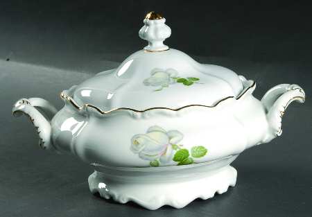 White Rose Round Covered Vegetable by Johann Haviland
