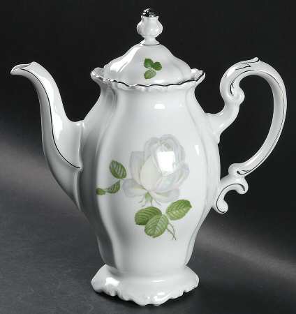 White Rose Coffee Pot & Lid