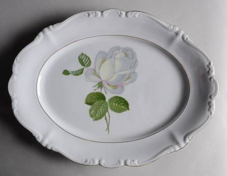 White Rose 14" Oval Serving Platter