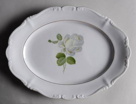 White Rose 12" Oval Serving Platter