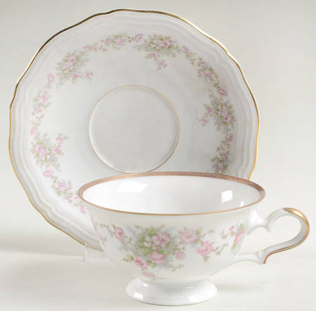 Wild Rose (1-8" Gold Trim) Footed Cup & Saucer Set