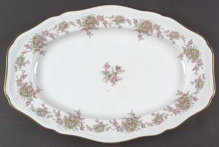 Wild Rose (1-8" Gold Trim) 14" Oval Serving Platter