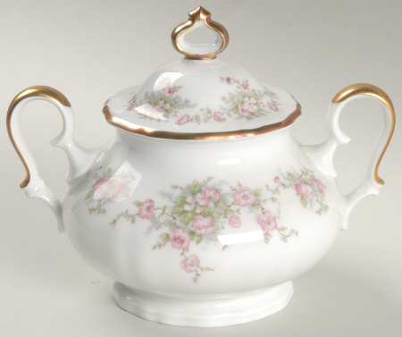 Wild Rose (1-8" Gold Trim) Sugar Bowl & Lid