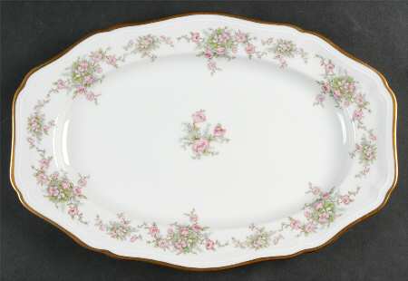 Wild Rose (1-8" Gold Trim) 13" Oval Serving Platter