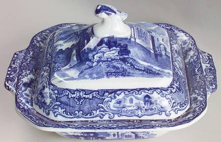 Abbey (Transferware, Scalloped) Square Covered Vegetable