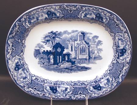 Abbey (Transferware, Scalloped) 12" Oval Serving Platter