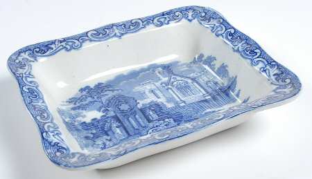 Abbey (Transferware, Scalloped) Large Rectangular Shredded Wheat Dish