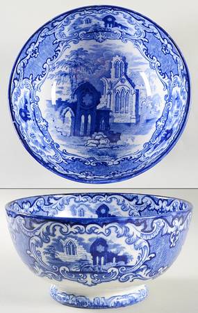 Abbey (Transferware, Scalloped) Large Fruit Bowl