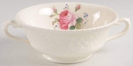 Birbeck Rose Pink Footed Cream Soup Bowl