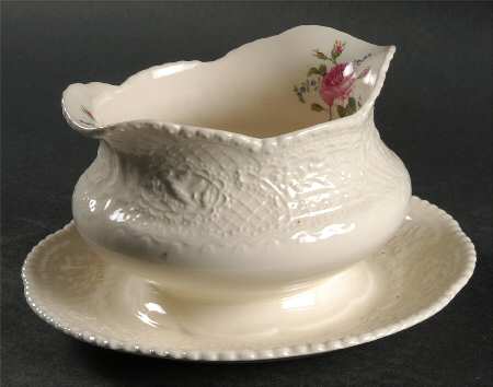 Birbeck Rose Pink Gravy Boat with Attached Underplate