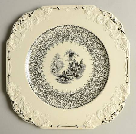 Genoa Black and White Square Luncheon Plate