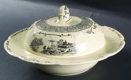 Genoa Black and White Round Covered Vegetable (RV10 Base)