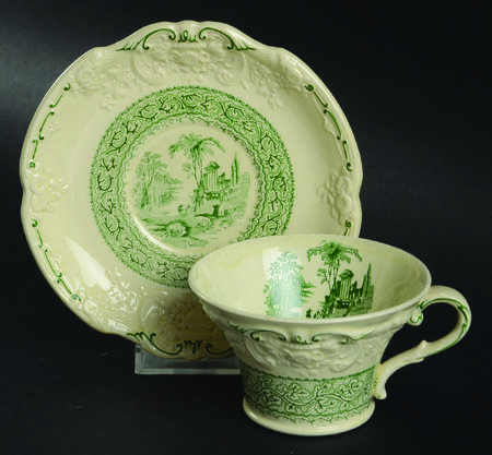 Genoa Green Flat Cup & Saucer Set
