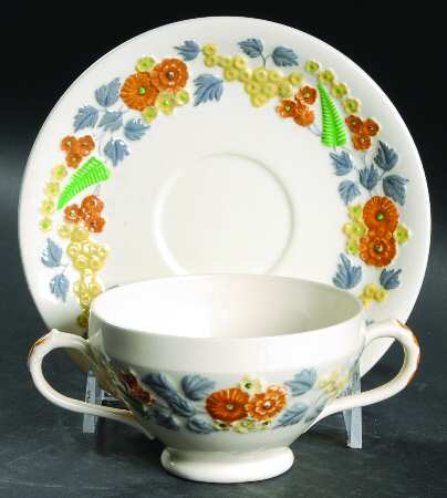 Golden Dawn Footed Bouillon Cup & Saucer