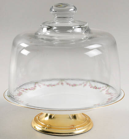 14695 6 1/2"-7 1/2" Footed Cheese Plate w/ Glass Dome HC