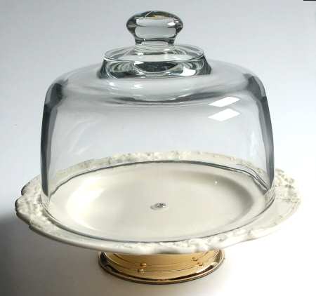 Marlborough 6 1/2"-7 1/2" Footed Cheese Plate w/ Glass Dome HC