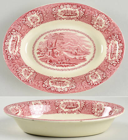 Oriental Pink 9" Oval Vegetable Bowl