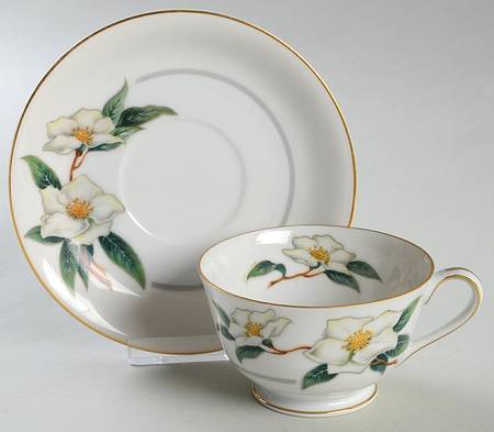 Christmas Rose Footed Cup & Saucer Set