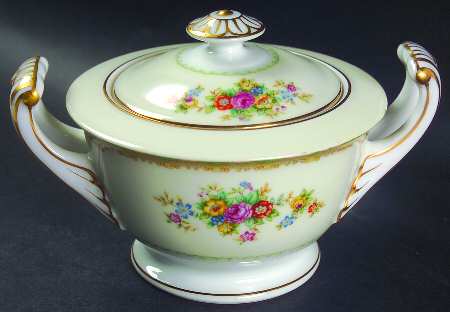 Green Traditional Sugar Bowl & Lid