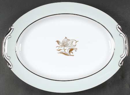 775 (Mint Green Border) 16" Oval Serving Platter
