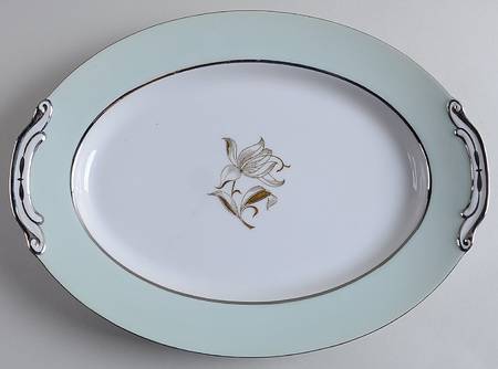 775 (Mint Green Border) 12" Oval Serving Platter