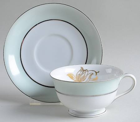 775 (Mint Green Border) Footed Cup & Saucer Set