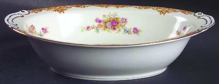 Tan Traditional 10" Oval Vegetable Bowl