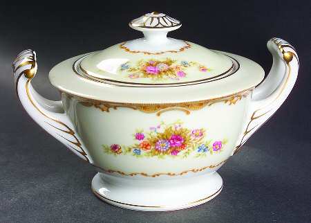 Tan Traditional Sugar Bowl & Lid