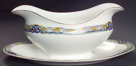 Sheraton (Floral Band on Rim) Gravy Boat with Attached Underplate